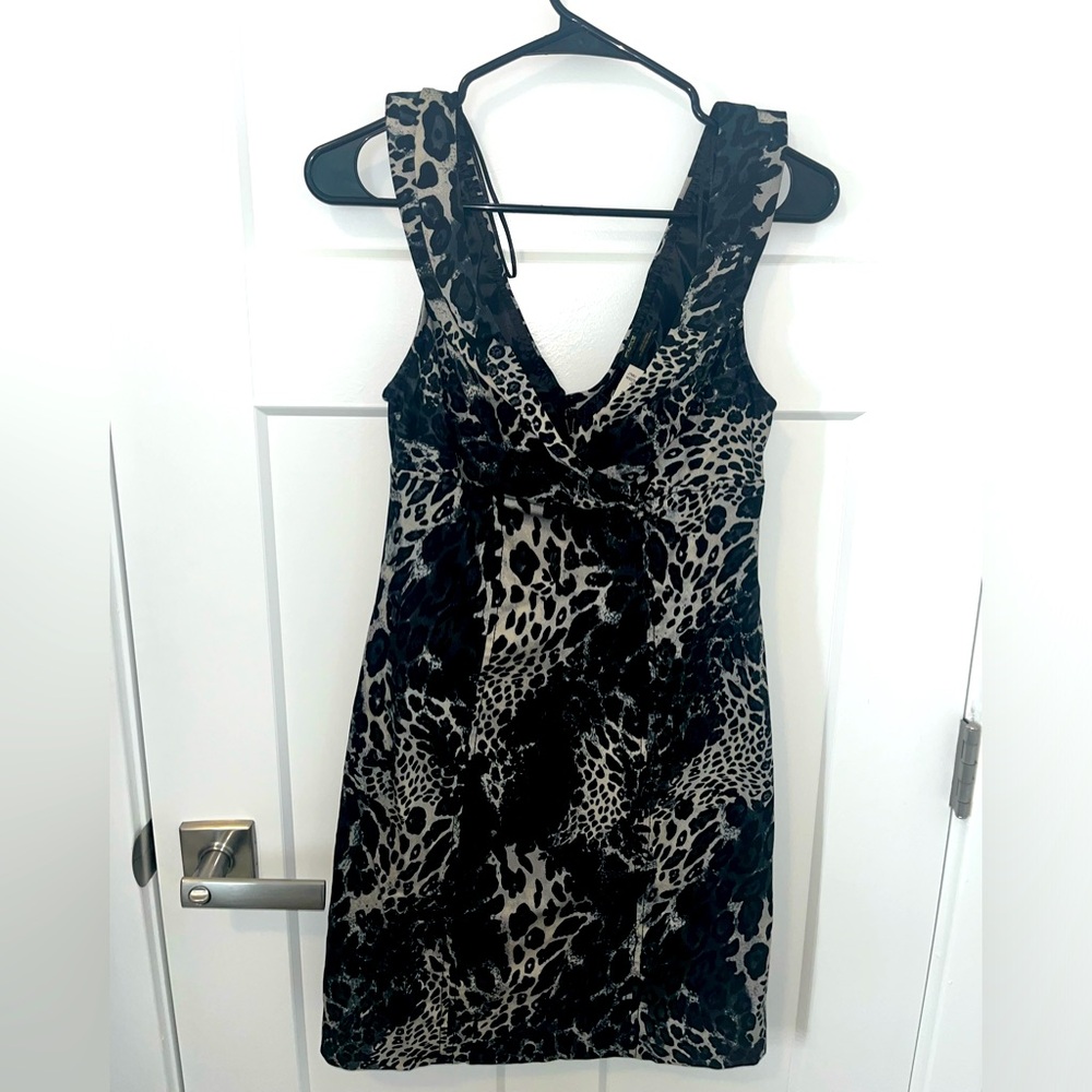 NWT Guess Brand Blue/Gray Leopard Print Dress